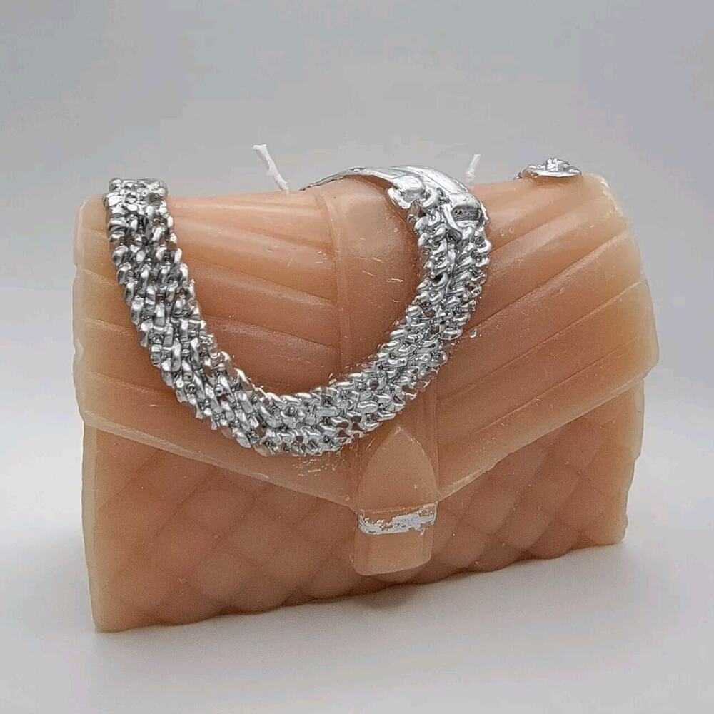 Luminous Aroma Essentials Purse Candle Handbag Chain Camel Tan Novelty Decor